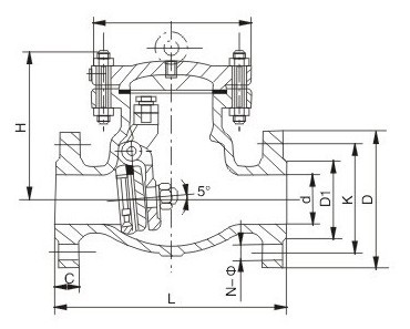 H44H旋启式日标止回阀尺寸图