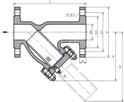 GL41H铸钢Y型过滤器结构图