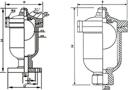 QB1单口排气阀尺寸图